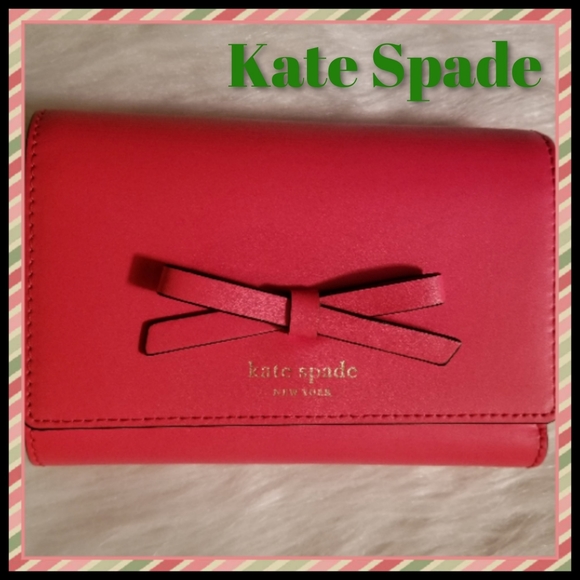 kate spade Handbags - Kate Spade*Coral Leather Tri-fold Wallet